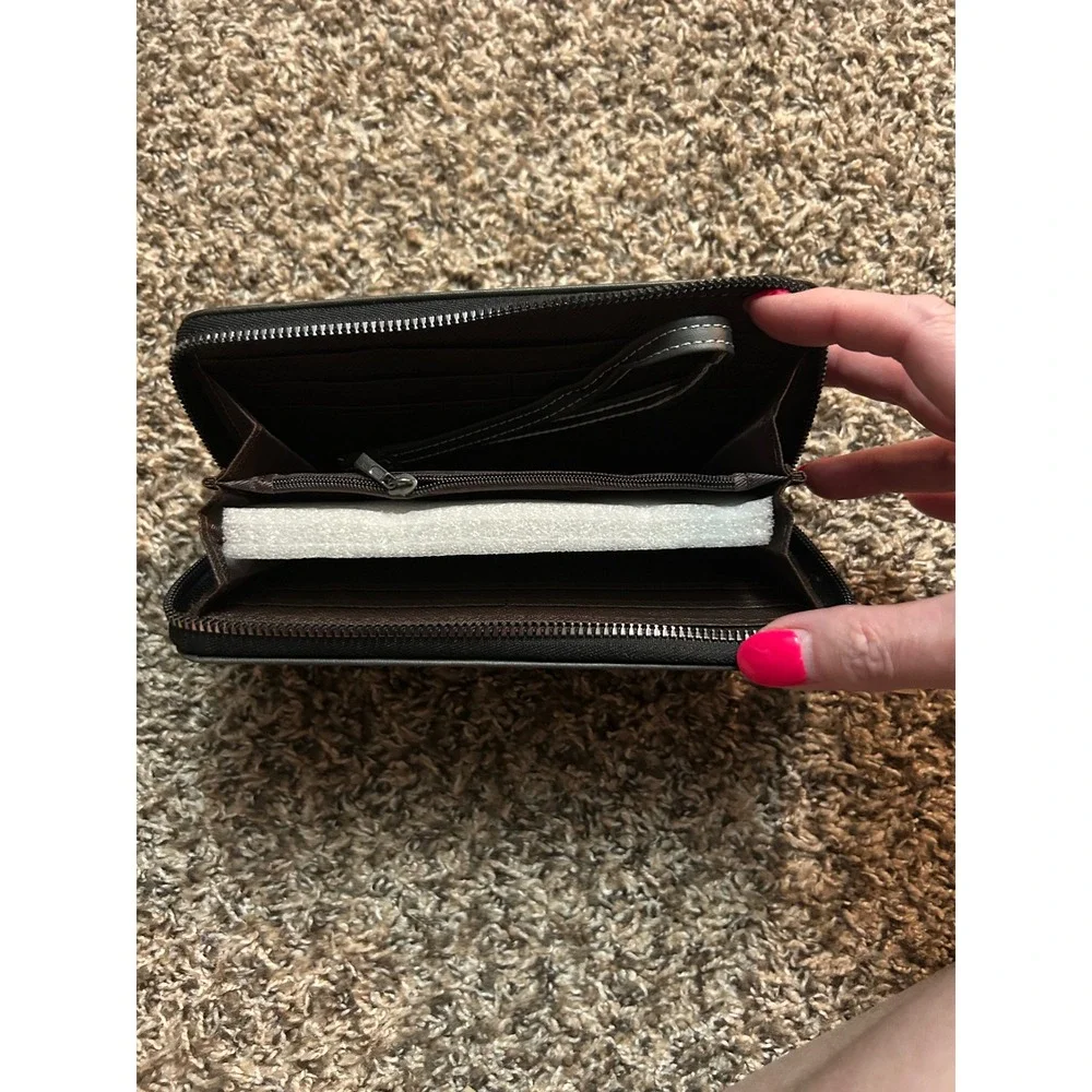 Faith Over Fear Christian Zip Around Wristlet Wallet Gray Psalms 118:6